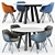 Modern Duero fixed table & Lap 4051, Lap 4052 chairs by Dressy 3D model small image 1