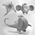 Cute Felt Grey Elephant Toy 3D model small image 3