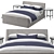 Luxury Slipcovered Bed & Forged Bedside Table Set 3D model small image 1