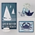 Sea-inspired Decor Set: Paintings, Ships, Stones, and Vase 3D model small image 2
