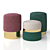 Velvet Round Stools by Smart Living 3D model small image 1