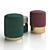 Velvet Round Stools by Smart Living 3D model small image 2