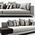 Minimalist White Sofa Set 3D model small image 2