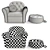 Luxury Leather Armchair & Pouf Set 3D model small image 3