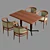 Italian Walnut Cafe and Bar Table Set 3D model small image 1