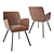 Modern Leather Chair with Metal Straight Legs 3D model small image 1