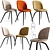 Elegant Beetle Chair: Upholstered & Wood Base 3D model small image 1