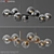 Elegant Staggered Glass Chandelier 3D model small image 1