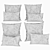 Luxury Velvet Oushak Cushions in FogWine 3D model small image 3