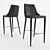 Modern Black Leather Bar Stool 3D model small image 1