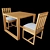 Modern Square Table and Chairs Set 3D model small image 1