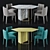 Elegant Meridiani Dining Set with Plinto ZK Editions Table and Kita Chairs 3D model small image 1