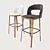 Modern Velvet Bar Stool 3D model small image 1