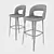 Modern Velvet Bar Stool 3D model small image 3