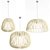 Natural Wood Pendant Lights Set 3D model small image 1