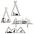 Trendy Teepee Shelves for Kids: Ethnic-inspired Wooden Wall Decor 3D model small image 2