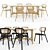 Elegant Cane Chair & Arch Table Set 3D model small image 2