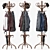 Elegant Bentwood Hat & Coat Stand 3D model small image 1