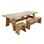 Designer 3D Table Set: e15 Fayland Table, Fawley Bench, and Langley Stool 3D model small image 1