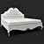 Sleek FRANCA Bed in Milky White Finish 3D model small image 3