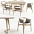 Elegant Oak Twist Table & Pelle Chair 3D model small image 1
