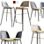 Contemporary Bar Stool & Dining Chair Set 3D model small image 2