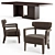 Modern Oak Veneer Dining Set 3D model small image 2