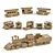 Wooden Toy Train: Steam Locomotive and Four carriages 3D model small image 1