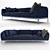 Luxury Suede Three Seater Sofa 3D model small image 1