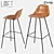 Industrial Metal and Faux Leather Bar Stool 3D model small image 1