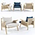 Elegant Linen Cane Accent Chair 3D model small image 1