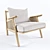 Elegant Linen Cane Accent Chair 3D model small image 2