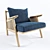 Elegant Linen Cane Accent Chair 3D model small image 3