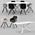 Modern White TARANTO Table with MILTON Chairs 3D model small image 1