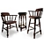 Classic Wooden Bar Seats 3D model small image 1