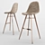 Sleek Taupe Copper Bar Stool 3D model small image 1