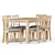 Sustainable 7-Piece Wood Dining Set 3D model small image 1