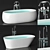 Premium Stone Bath Set + Taps 3D model small image 1