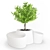 Sleek White Pot with Perch 3D model small image 1