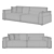 Modern Stylish 3-Seater Sofa 3D model small image 2