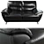 Modern Black Leather Loveseat 3D model small image 2