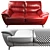 Modern Black Leather Loveseat 3D model small image 3