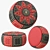 Elegant Red Black Leather Pouf 3D model small image 2