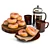 Delicious Donuts & Coffee Set 3D model small image 1