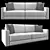 Luxury AK Leather Sofa 233x98x87cm 3D model small image 1