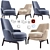 Luxe Leda Flexform Armchair Set 3D model small image 1