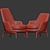 Luxe Leda Flexform Armchair Set 3D model small image 3