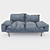  Retro Velvet 2-Seat Sofa: Petrol Blue 3D model small image 1