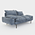  Retro Velvet 2-Seat Sofa: Petrol Blue 3D model small image 2