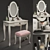 Glam Vanity Set: Table, Mirror & Puff 3D model small image 1